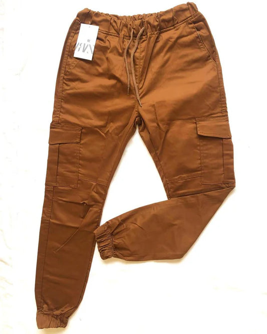 Brown Cotton Cargo Trouser