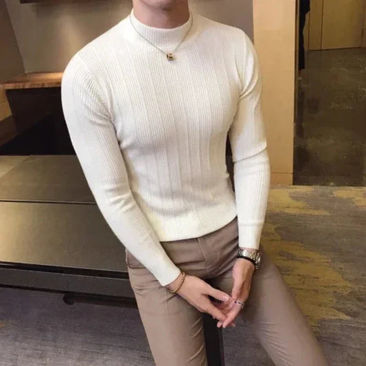 White Full Sleeves Turtle Neck